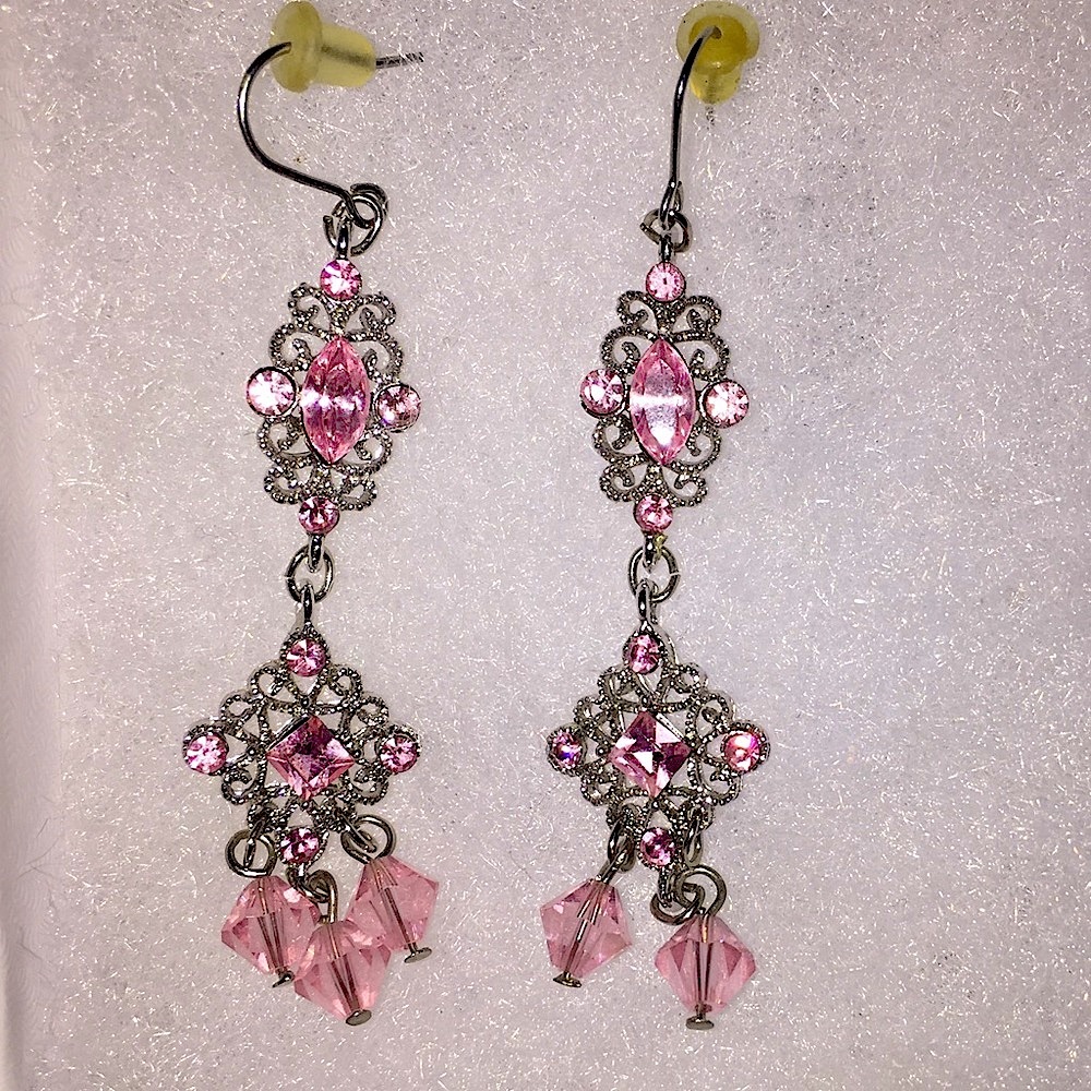 Pink drop earrings